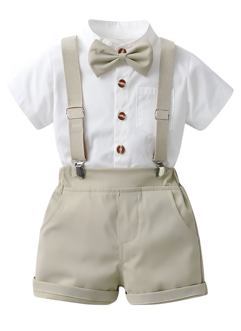 Baby Gentleman Suspender Short-Sleeve Romper โ 2PCS