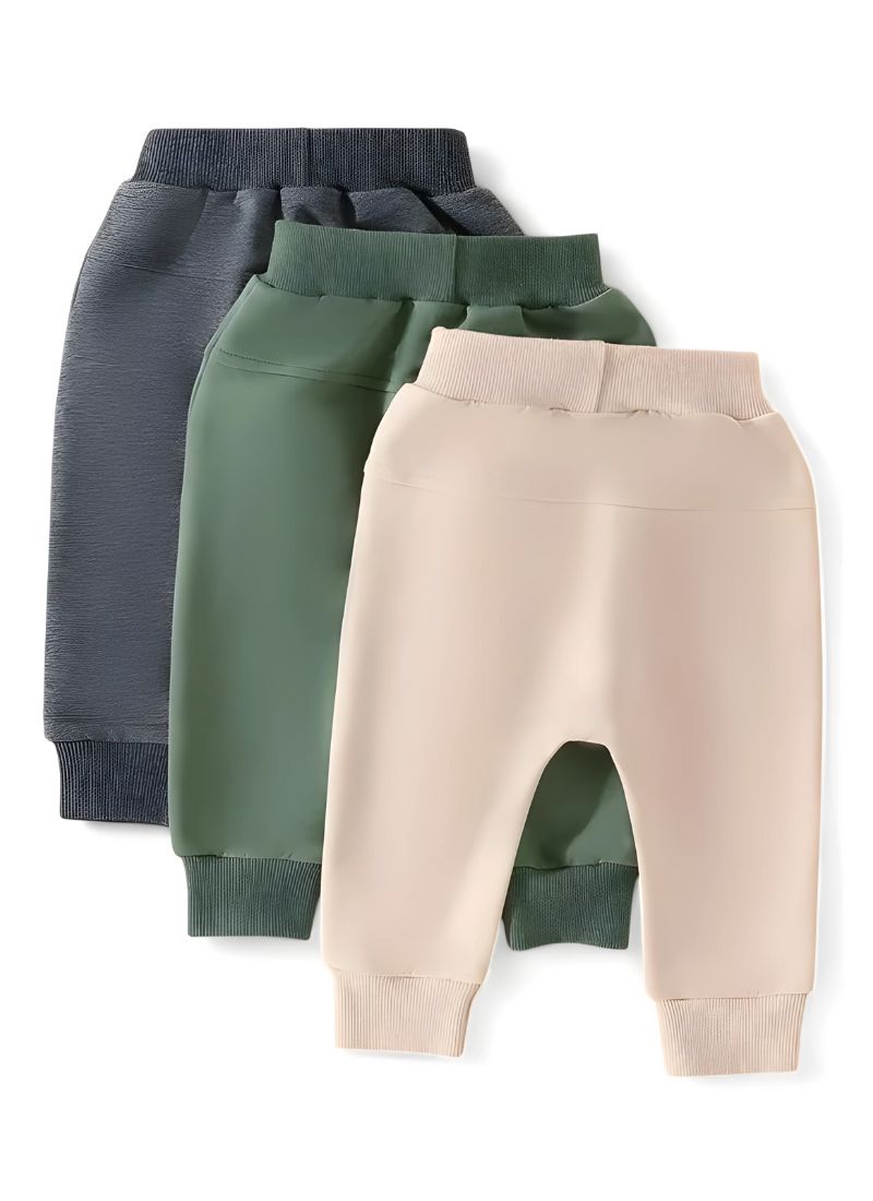 Baby Solid Elastic Waist Sweatpants Set β 3PCS