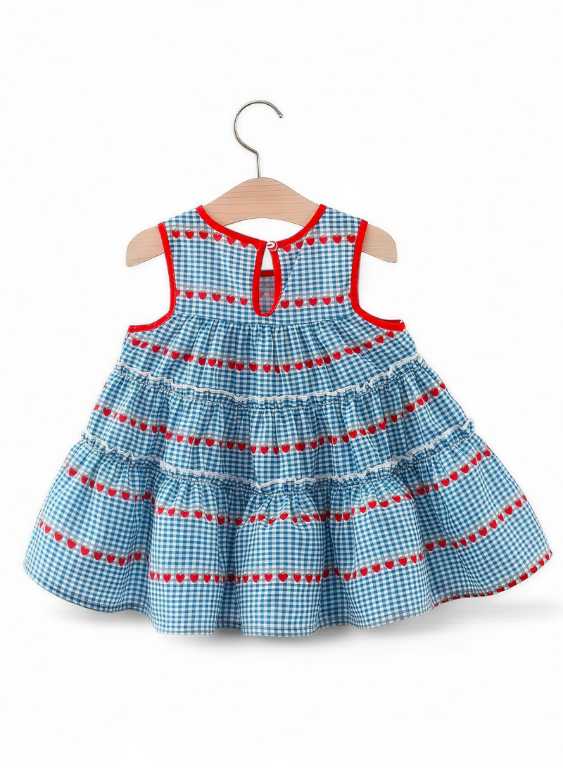 Cherry Heart Plaid Dress & Bag Set