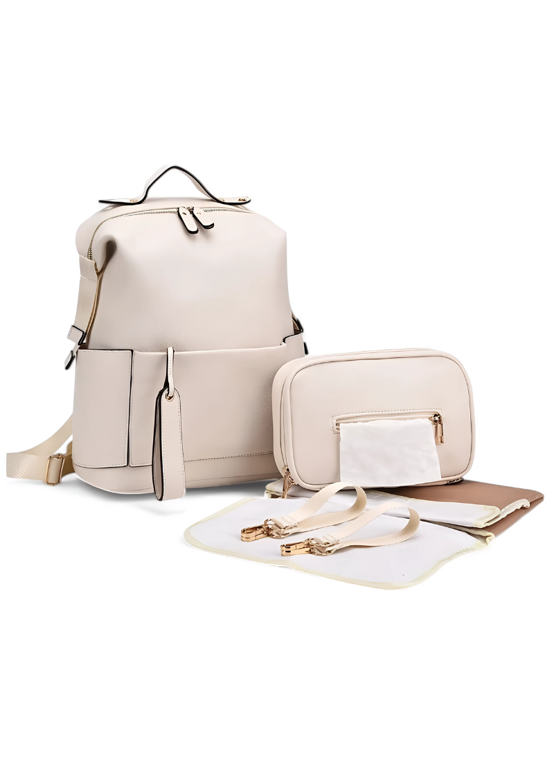 Kit Multifunction Leather Diaper Backpack – Large Capacity