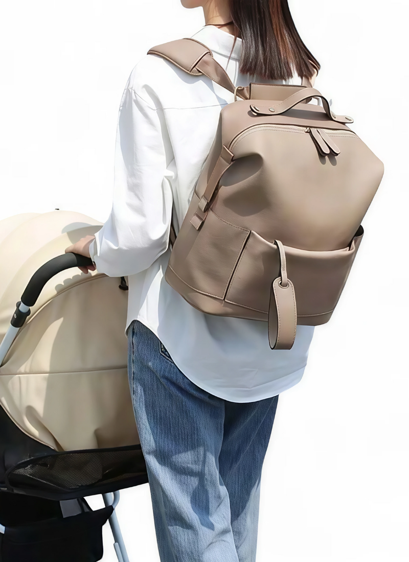 Kit Multifunction Leather Diaper Backpack – Large Capacity