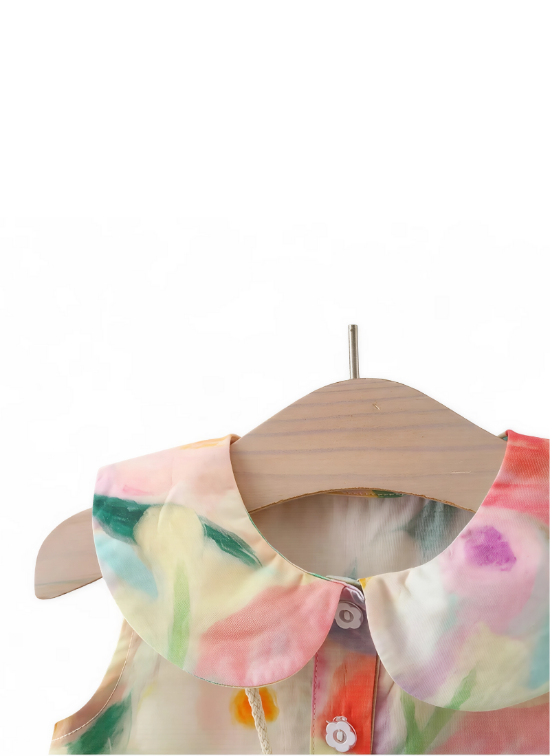 Baby Girl Flower Collar Dress Set with Bag (2PCS)