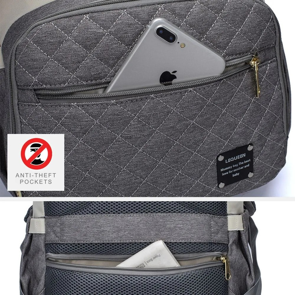 Lequeen Original Maternity Backpack – With Changing Pad, USB Port & Hooks