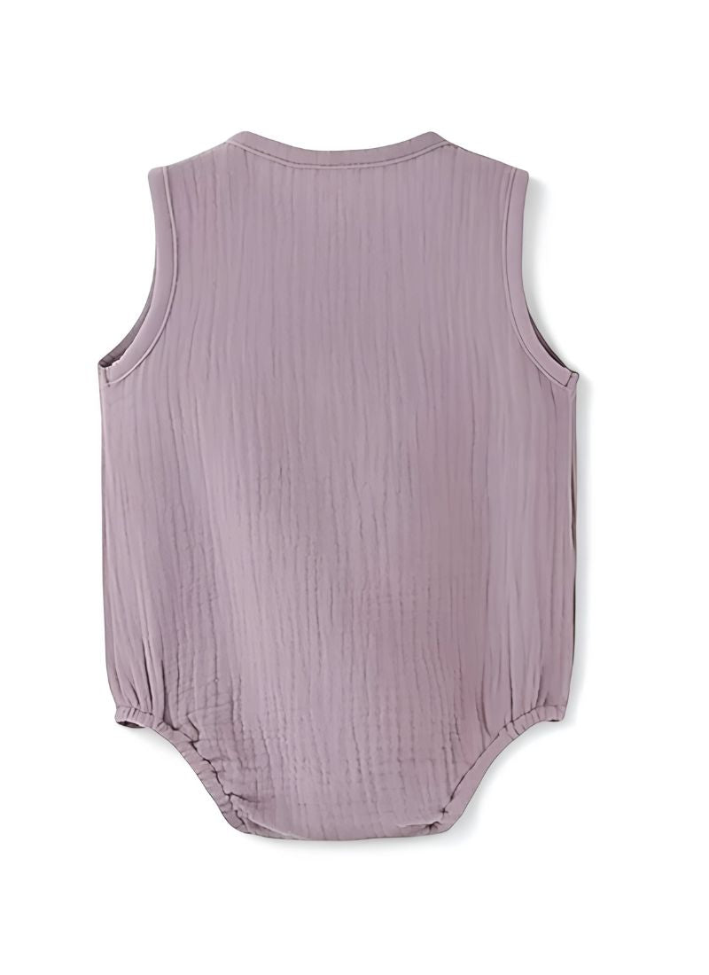 Baby Linen Sleeveless Solid Romper