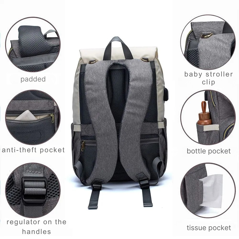 Lequeen Original Maternity Backpack – With Changing Pad, USB Port & Hooks