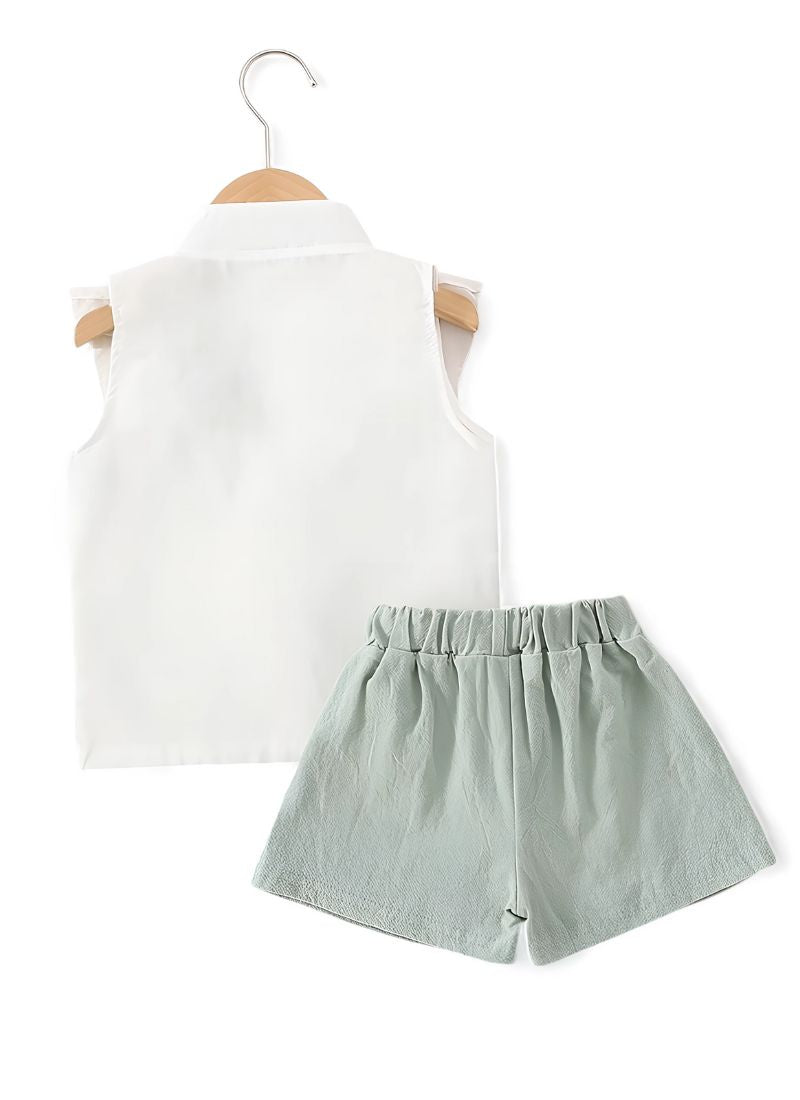 Baby Floral Embroidery Sleeveless Set