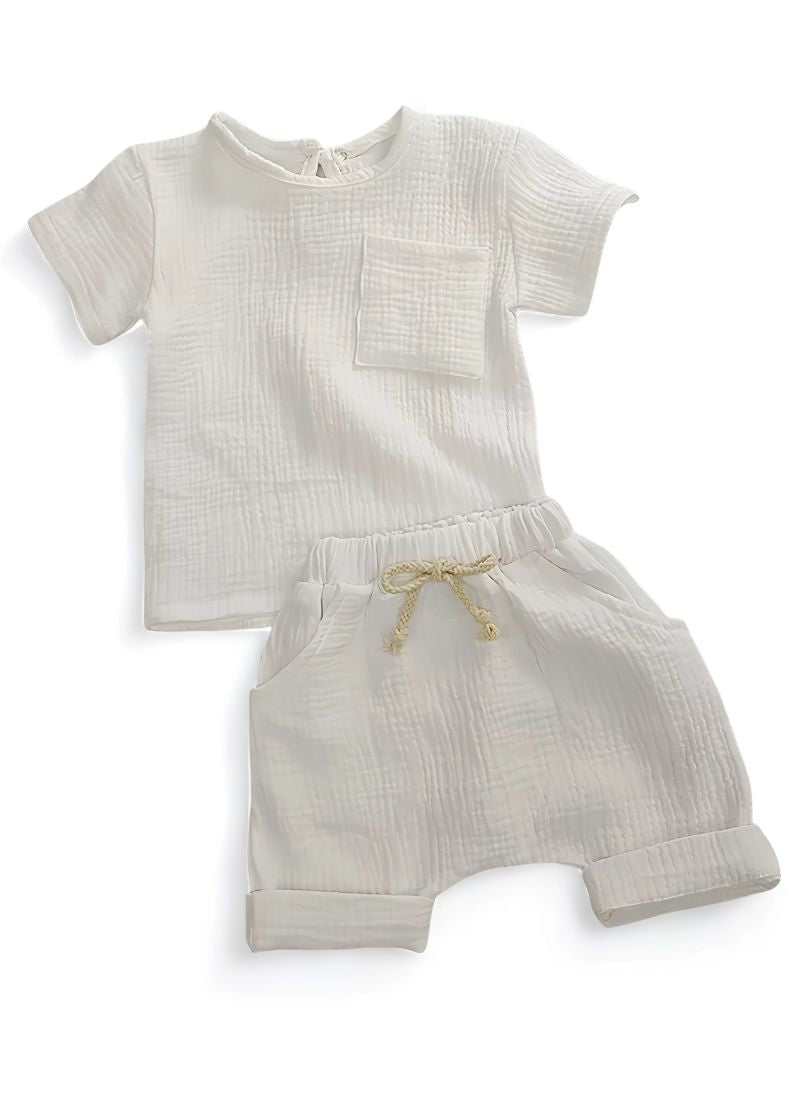 Baby Cotton Romper & T-Shirt Shorts Set