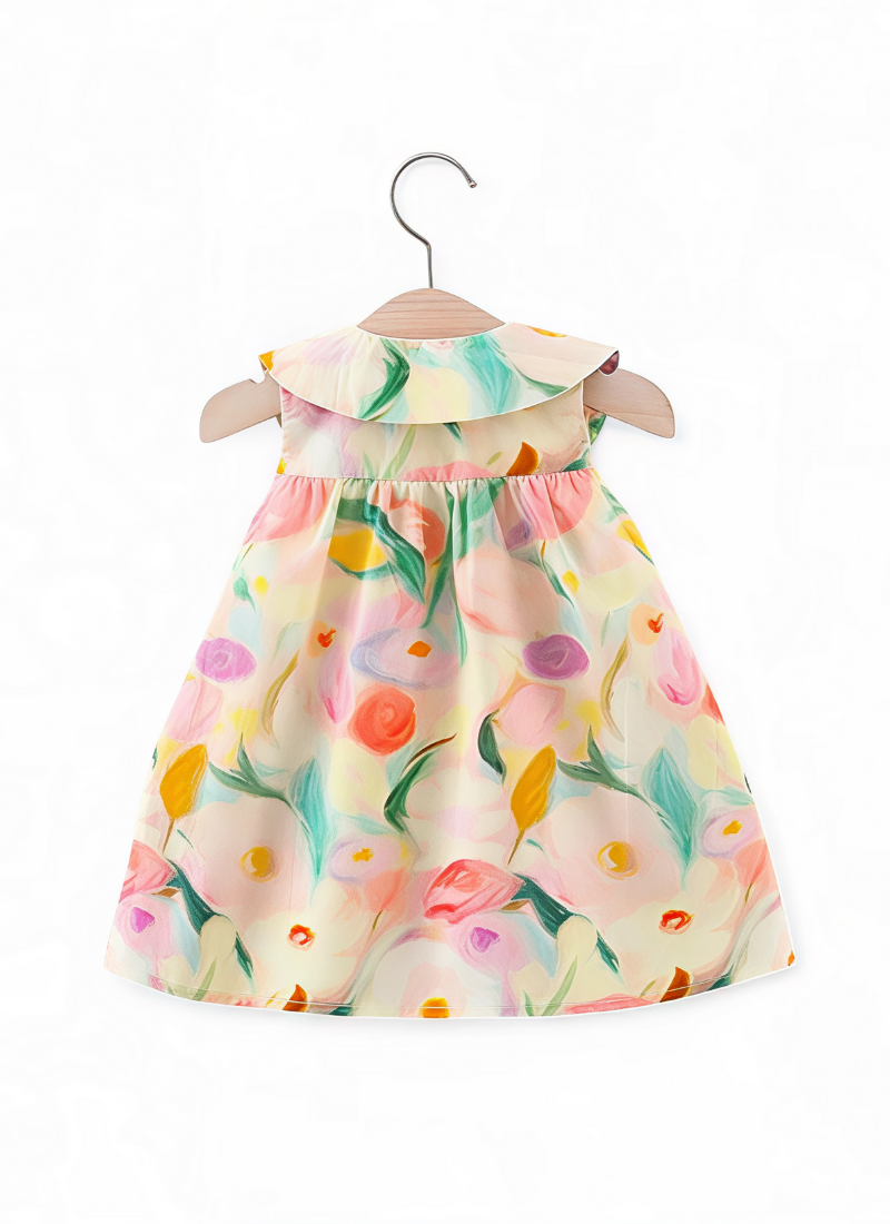 Baby Girl Flower Collar Dress Set with Bag (2PCS)