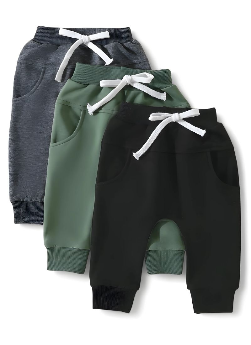 Baby Solid Elastic Waist Sweatpants Set β 3PCS