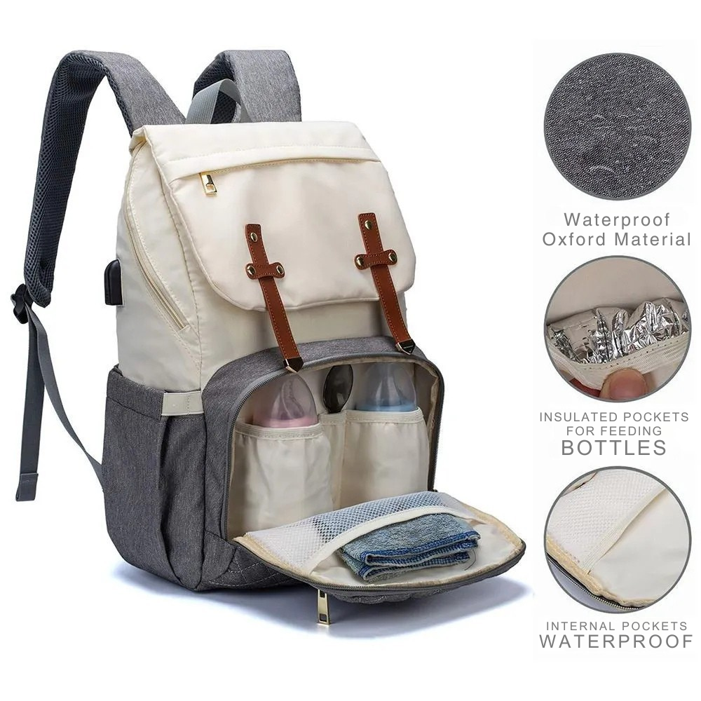 Lequeen Original Maternity Backpack – With Changing Pad, USB Port & Hooks