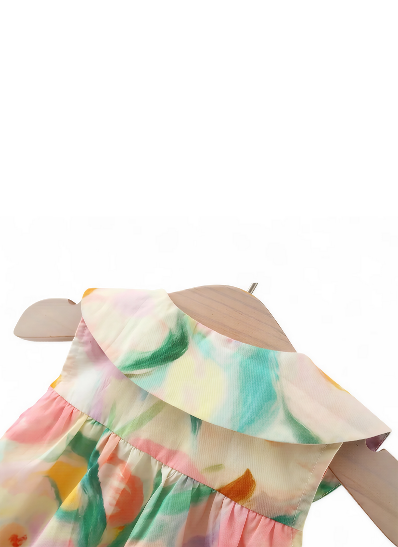 Baby Girl Flower Collar Dress Set with Bag (2PCS)