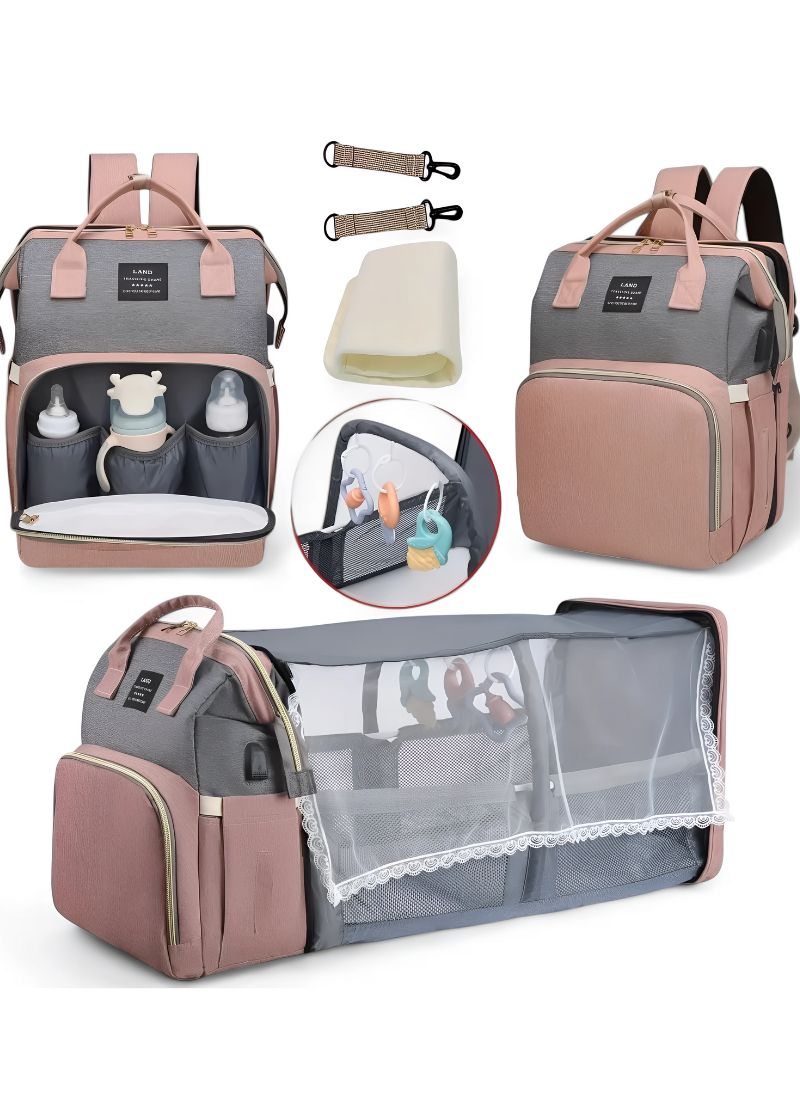 Portable Mommy Bag with Foldable Crib