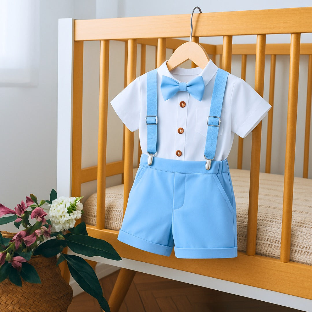 Baby Gentleman Suspender Short-Sleeve Romper โ 2PCS