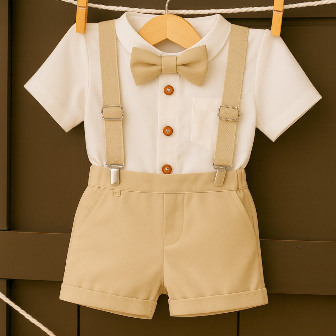 Baby Gentleman Suspender Short-Sleeve Romper โ 2PCS