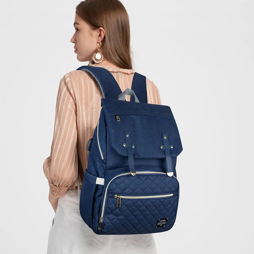Lequeen Original Maternity Backpack – With Changing Pad, Hooks & USB Port
