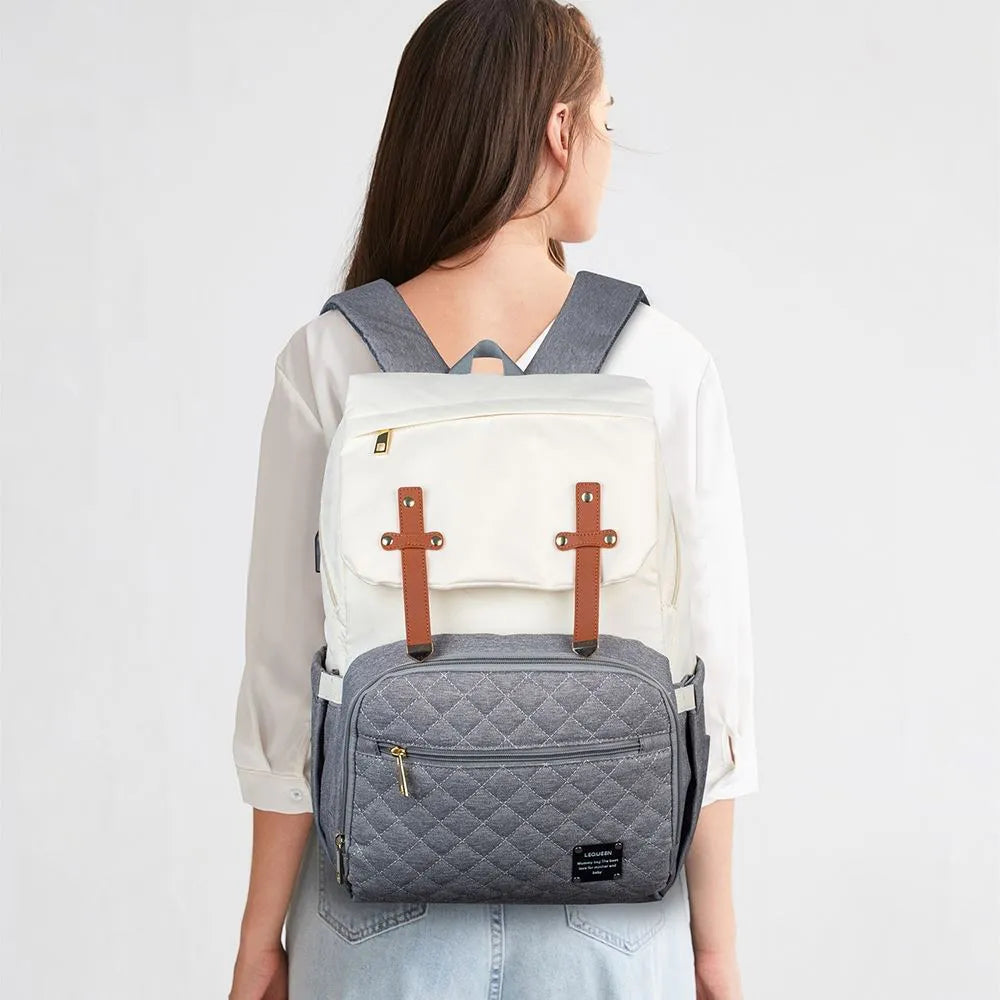 Lequeen Original Maternity Backpack – With Changing Pad, USB Port & Hooks
