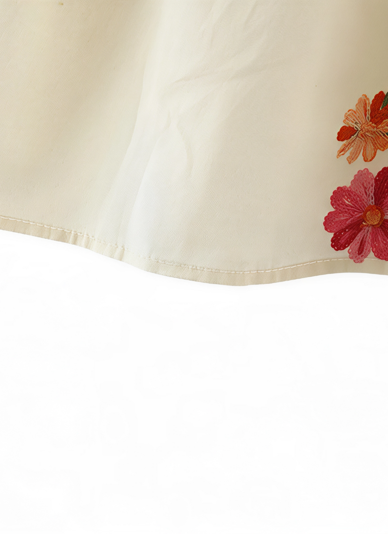 Baby Girl Embroidered Cotton Dress with Bubble Sleeves