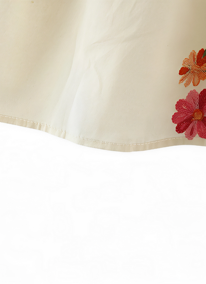 Baby Girl Embroidered Cotton Dress with Bubble Sleeves