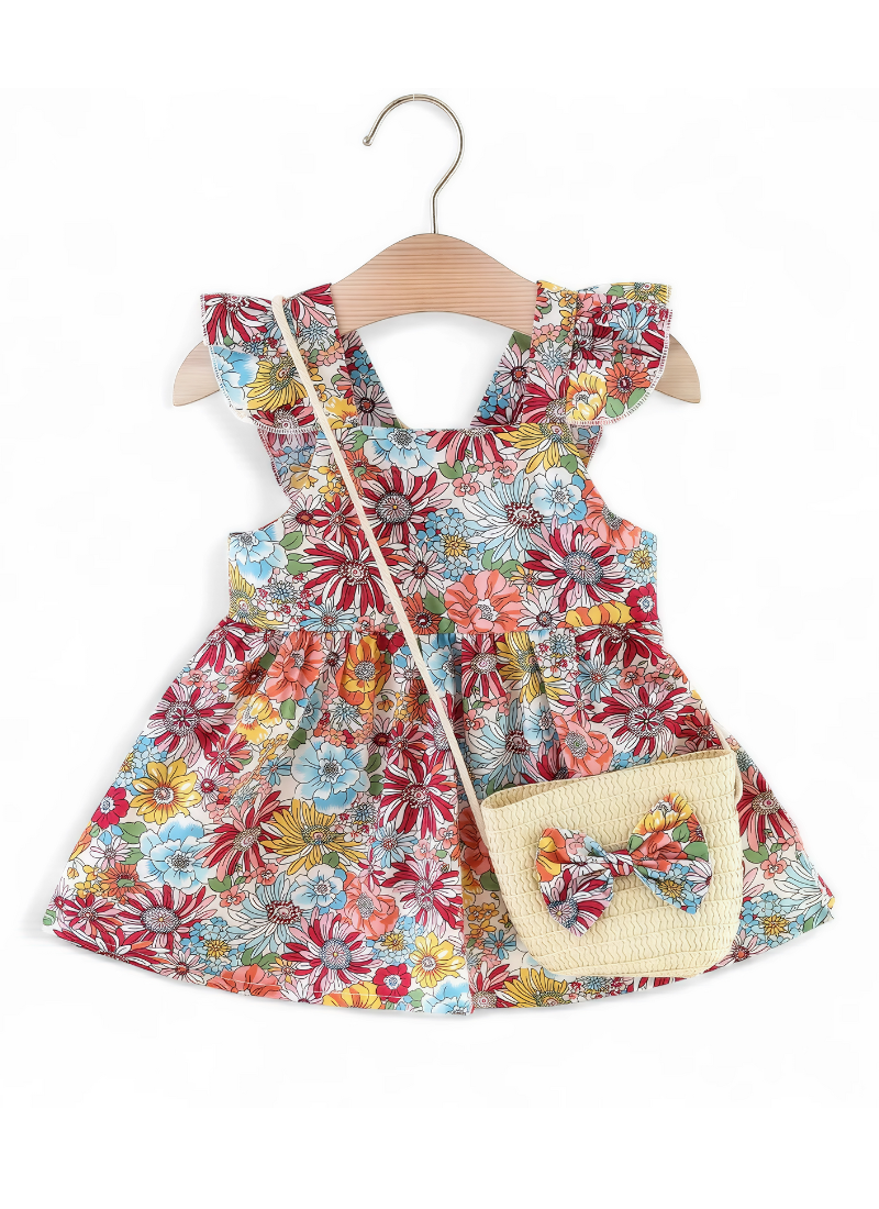 Baby Girl Summer Dress Set with Bag (2PCS)