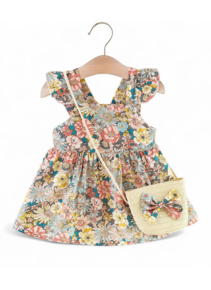 Baby Girl Summer Dress Set with Bag (2PCS)