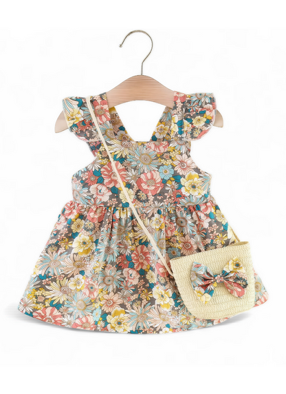 Baby Girl Summer Dress Set with Bag (2PCS)