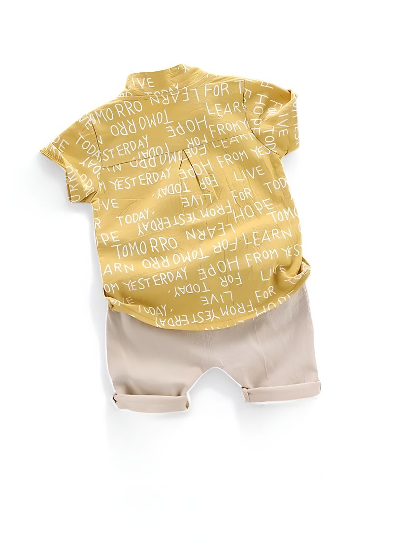 Baby Letter Print Shirt & Shorts Outfit – 2PCS