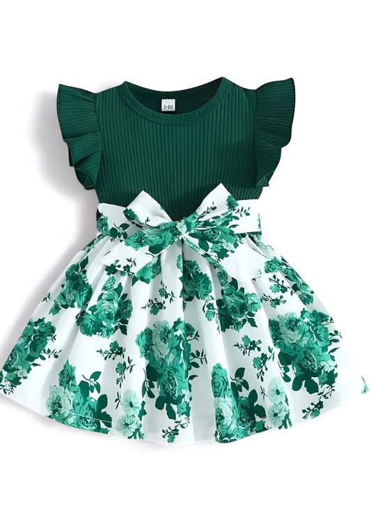 Floral Butterfly Sleeve Princess Dress