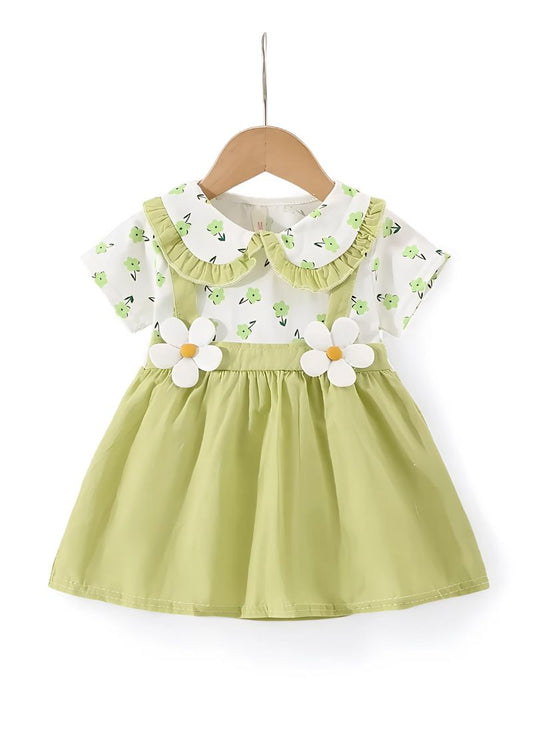 Baby Girl Cotton Layered-Look Strap Dress