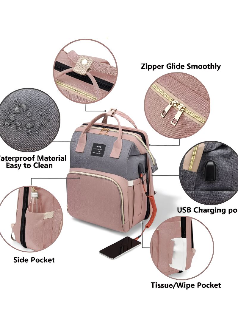 Portable Mommy Bag with Foldable Crib