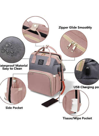 Portable Mommy Bag with Foldable Crib